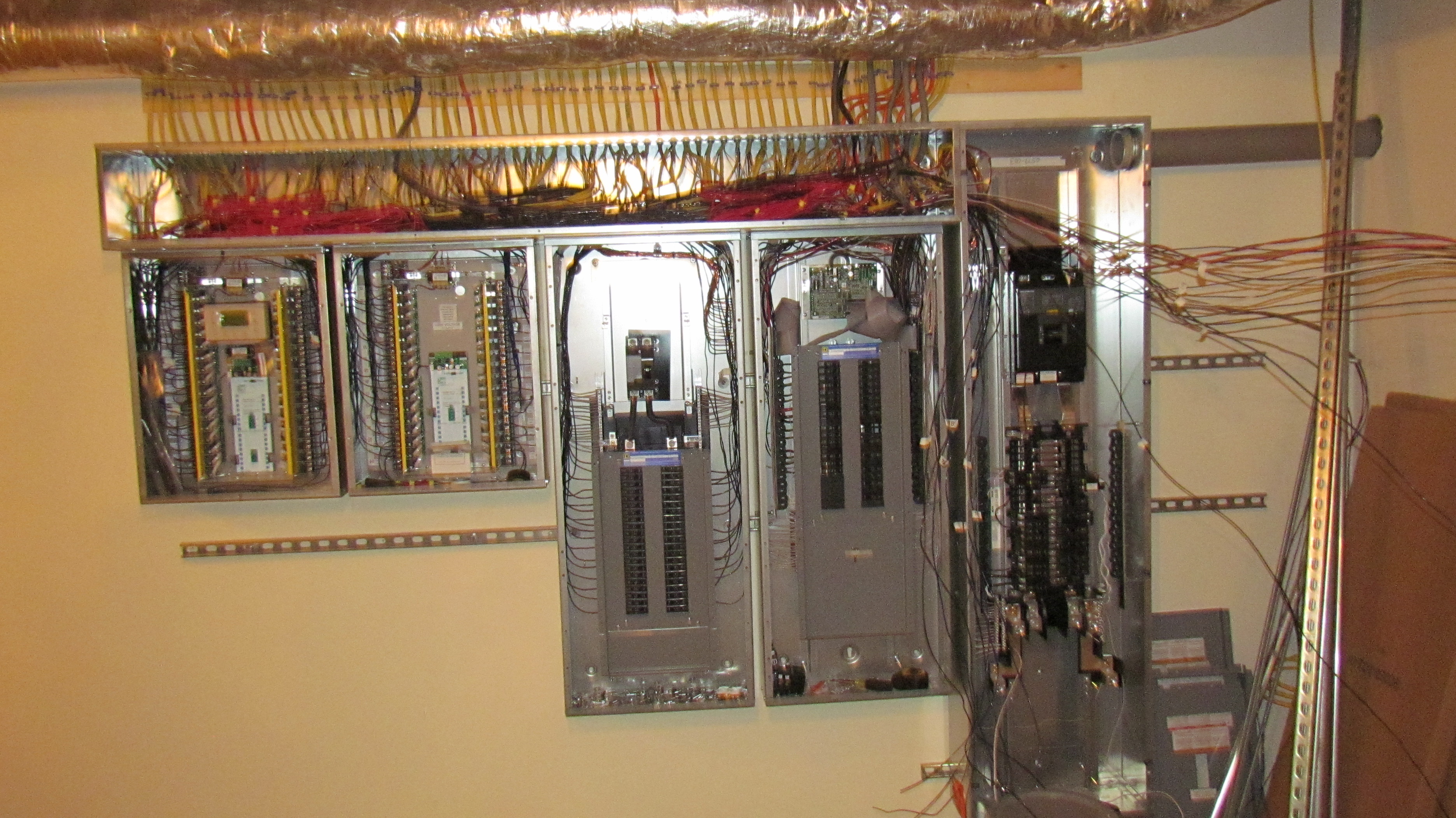 Individual circuit wires attached to breakers in electrical panel